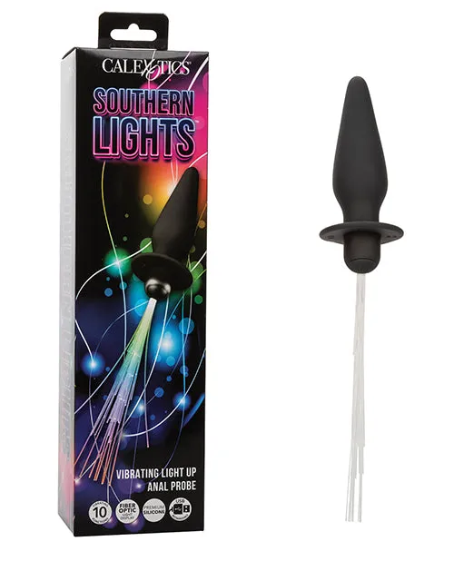 Anal Southern Lights Southern Lights Rechargeable Silicone Vibrating Light Up Anal Probe Black