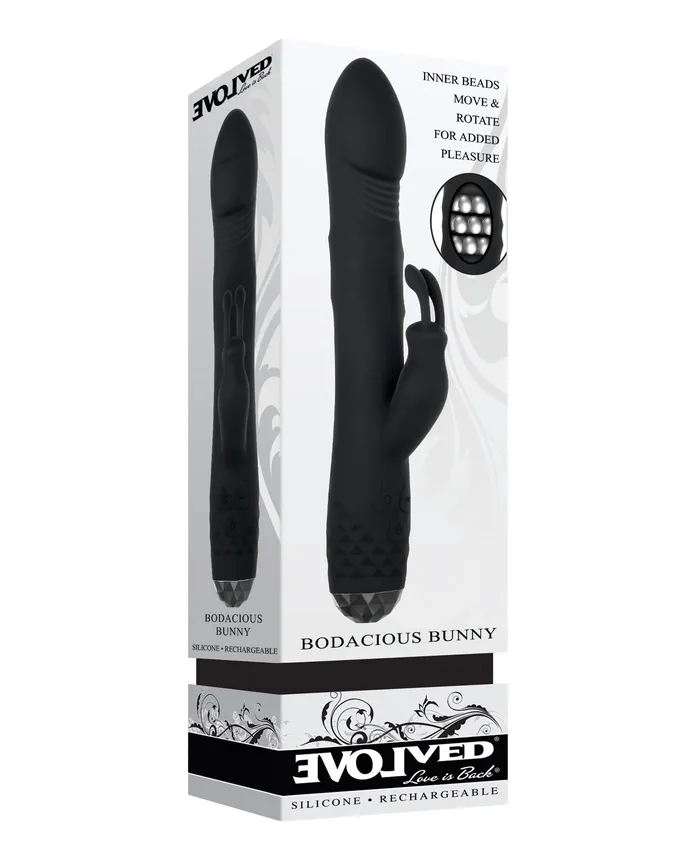 Bodacious Bunny Rechargeable Silicone Rabbit Vibrator Black Evolved Female Sex Toys