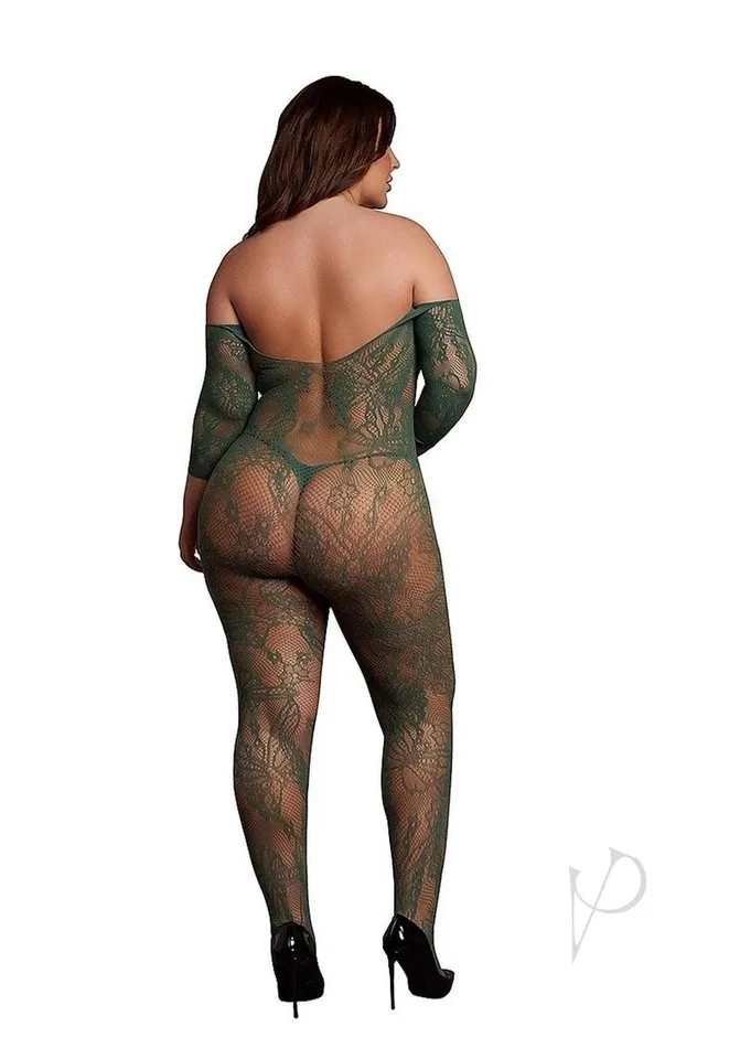 Bodystockings Playsuits Le Desir Le Desir Lace Long Sleeved Bodystocking Queen Green Bodystockings Playsuits Le Desir Le Desir Lace Long Sleeved Bodystocking Queen Green
