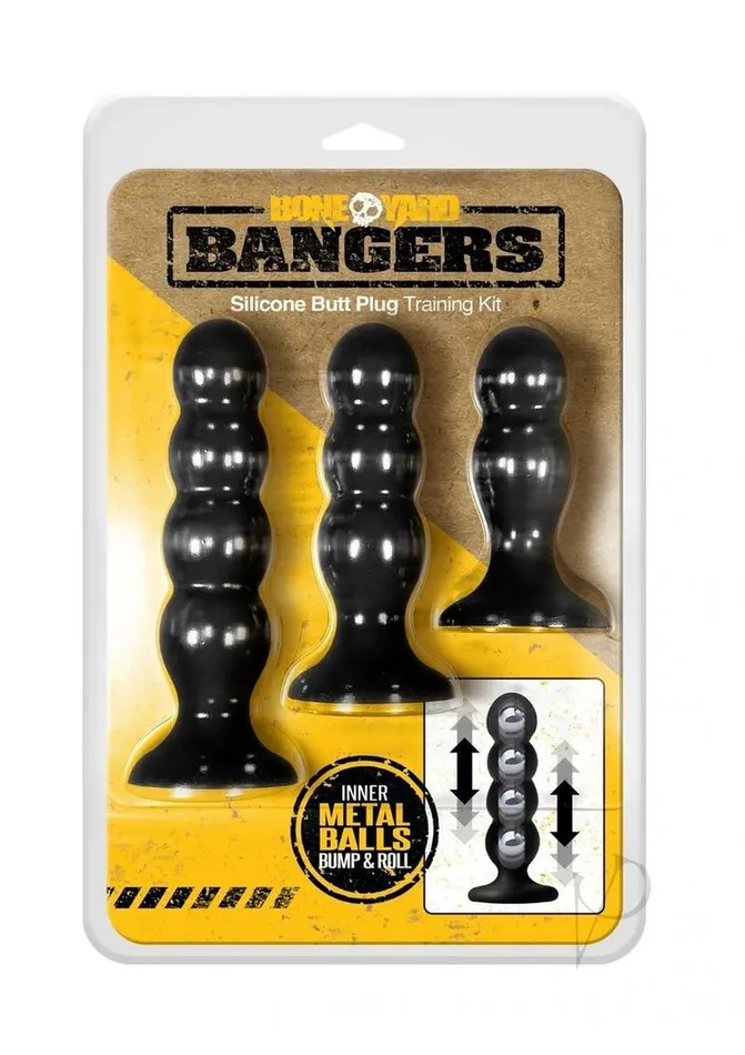 Boneyard Bangers Silicone Weighted Butt Plug Training Kit 3 per Set Black Boneyard Anal Boneyard Bangers Silicone Weighted Butt Plug Training Kit 3 per Set Black Boneyard Anal
