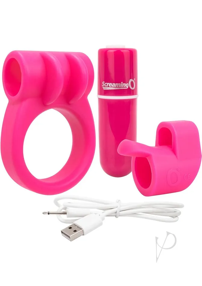 Charged Combo USB Rechargeable Silicone Kit 1 Waterproof Pink Charged Vibrators