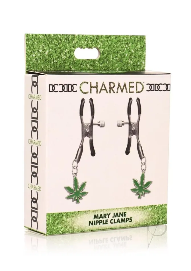 Charmed Mary Jane Nipple Clamps GreenSilver Charmed Anal