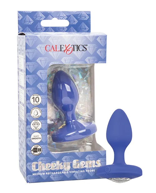Cheeky Gems Rechargeable Silicone Vibrating Plug Medium Blue Cheeky Anal Cheeky Gems Rechargeable Silicone Vibrating Plug Medium Blue Cheeky Anal