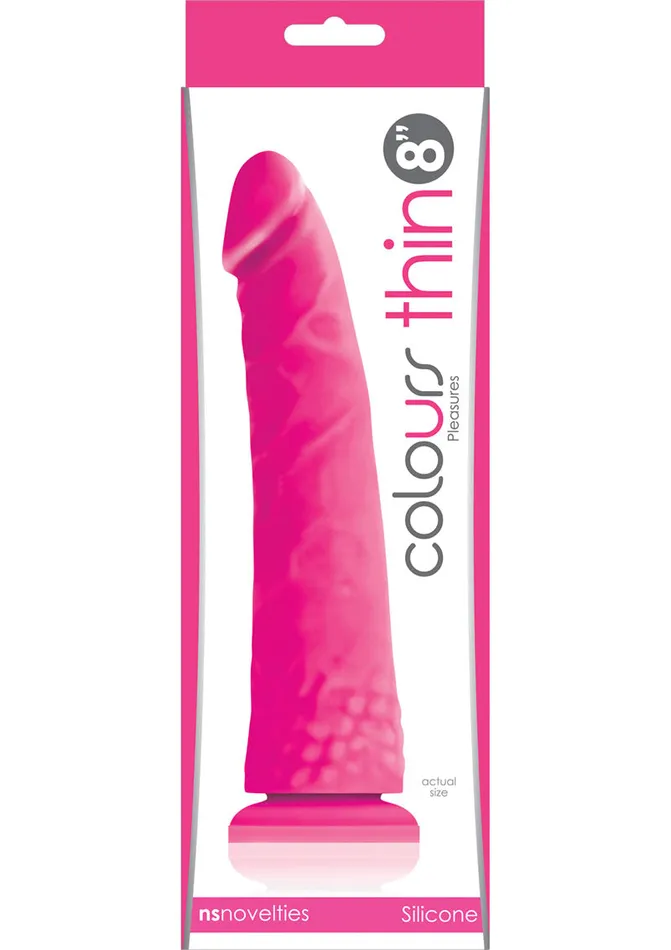Colours Pleasures Silicone Thin Dildo 8in Pink Colours Dildos