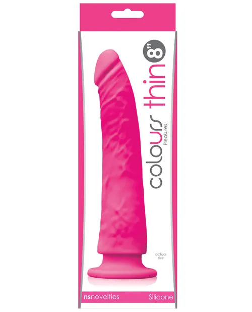 Colours Pleasures Silicone Thin Dildo 8in Pink Colours Dildos