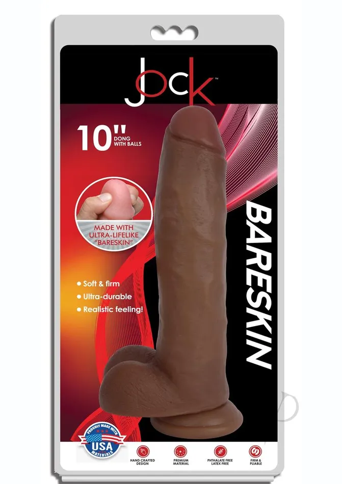 Dildos Jock Jock Bareskin Realistic Dong with Balls 10in Caramel