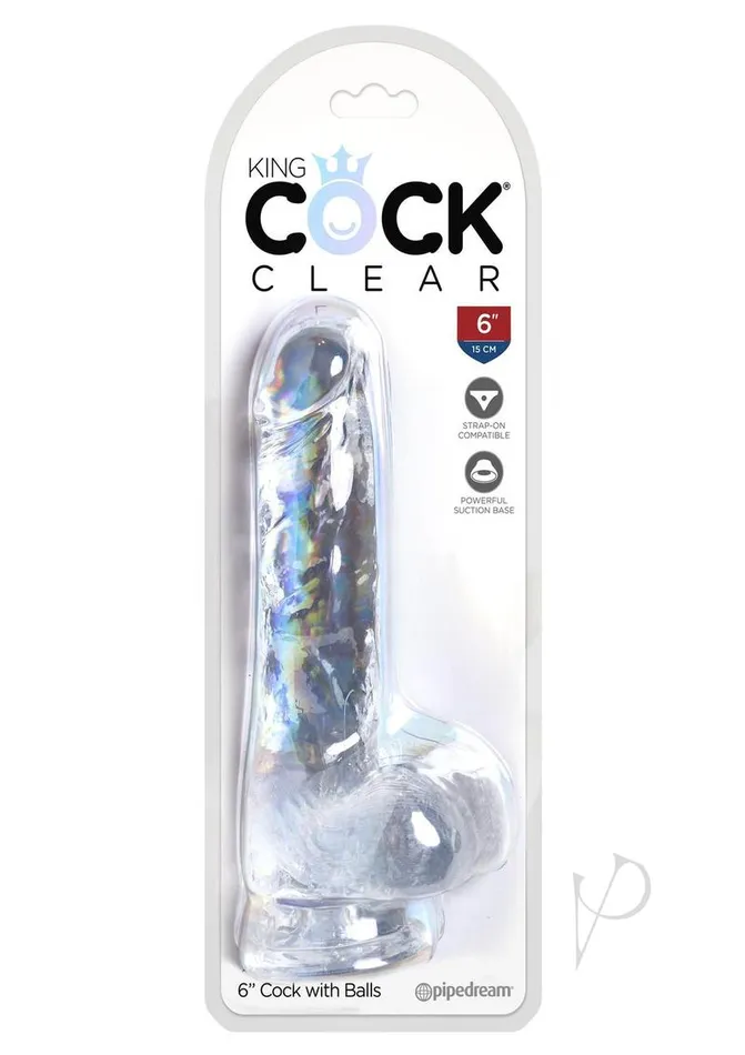 Dildos King Cock King Cock Clear Dildo with Balls 6in Clear