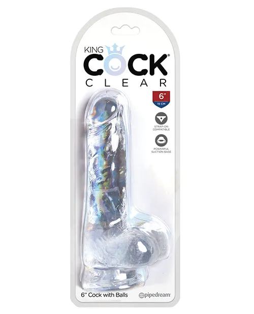 Dildos King Cock King Cock Clear Dildo with Balls 6in Clear