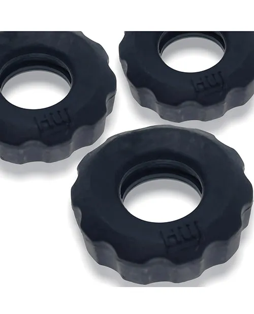 Enhancers Hunkyjunk HUJ Cockrings 3 Pack Tar Ice Hunkyjunk