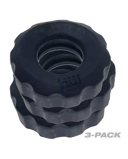 Enhancers Hunkyjunk HUJ Cockrings 3 Pack Tar Ice Hunkyjunk