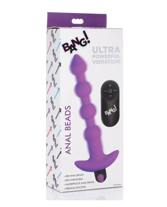 Female Sex Toys Bang Bang Vibrating Silicone Rechargeable Anal Beads with Remote Control Purple
