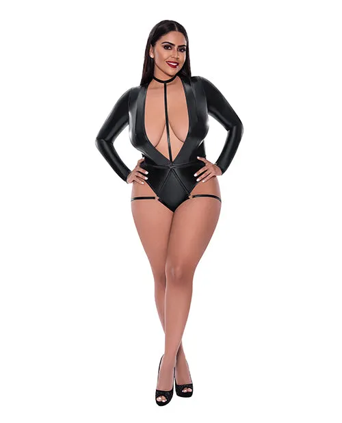 Female Sex Toys Exposed Liquid Onyx Long Sleeve Teddy wHarness Caging Black QN Female Sex Toys Exposed Liquid Onyx Long Sleeve Teddy wHarness Caging Black QN