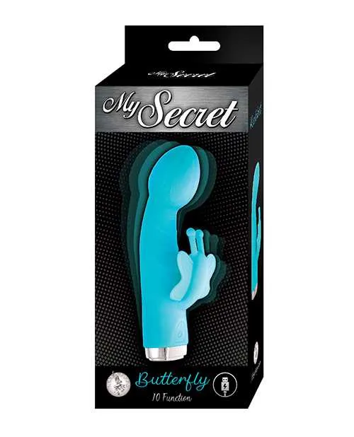 Female Sex Toys Nasstoys My Secret Butterfly Rechargeable Silicone Rabbit Vibrator Aqua