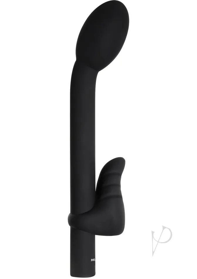 Female Sex Toys Power Couple Rechargeable Silicone GSpot Vibrator with Clitoral Stimulator and Finger Ring Black Evolved