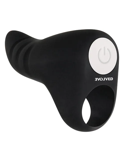 Female Sex Toys Power Couple Rechargeable Silicone GSpot Vibrator with Clitoral Stimulator and Finger Ring Black Evolved