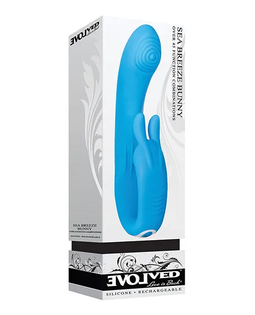 Female Sex Toys Sea Breeze Bunny Rechargeable Silicone GSpot Rabbit Vibrator Blue Evolved