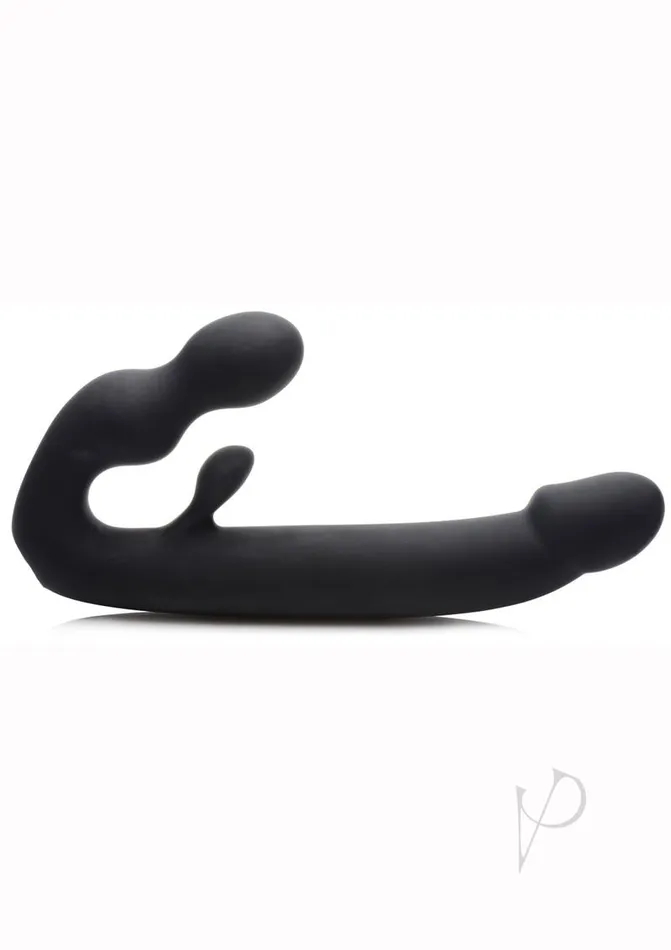 Female Sex Toys Strap U Strap U TriVolver Rechargeable Silicone Strapless Strap On Black