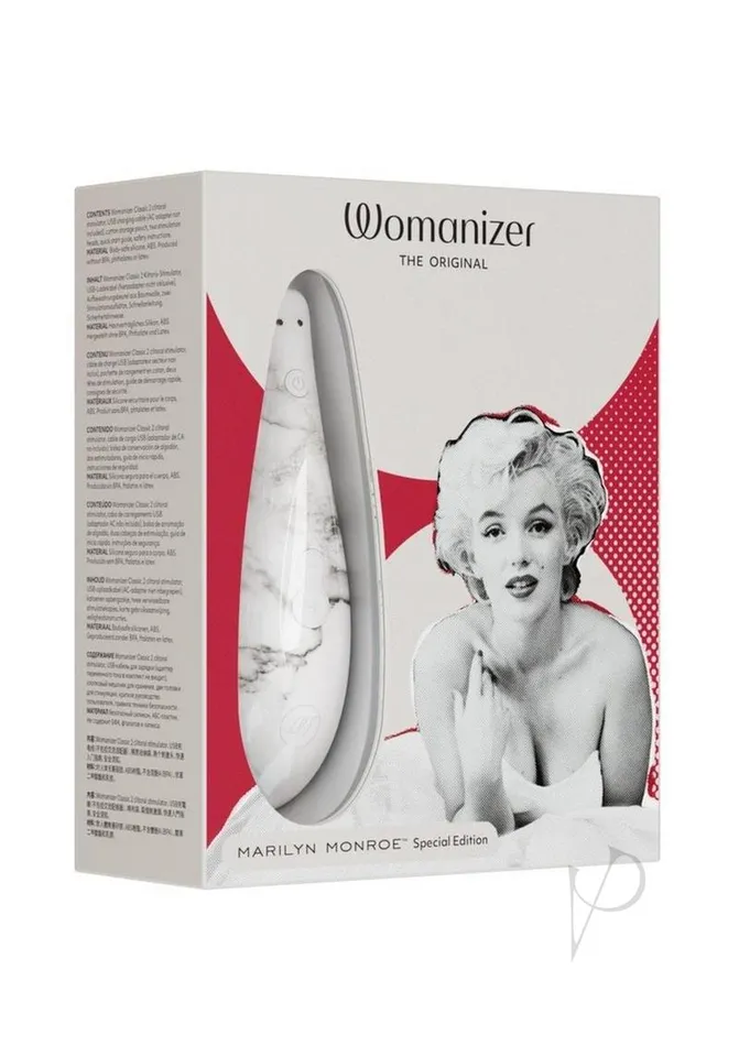 Female Sex Toys Womanizer Womanizer Marilyn Monroe Special Edition Rechargeable Clitoral Stimulator White Marble Female Sex Toys Womanizer Womanizer Marilyn Monroe Special Edition Rechargeable Clitoral Stimulator White Marble
