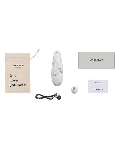 Female Sex Toys Womanizer Womanizer Marilyn Monroe Special Edition Rechargeable Clitoral Stimulator White Marble