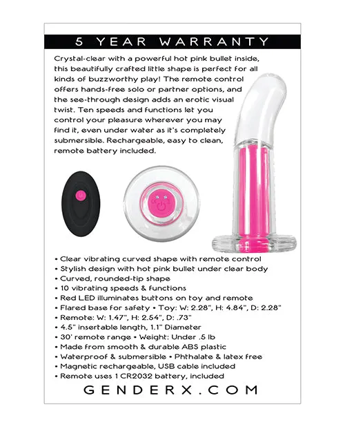 Gender X Pink Paradise Silicone Rechargeable Vibrator with Remote Control ClearPink Gender X Female Sex Toys