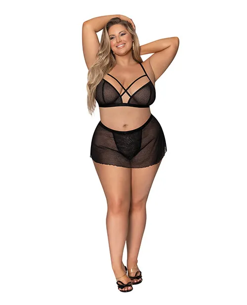 Girl Next Door Strappy Bralette wFlirty Thong Skirt Black 2X Exposed Anal Girl Next Door Strappy Bralette wFlirty Thong Skirt Black 2X Exposed Anal