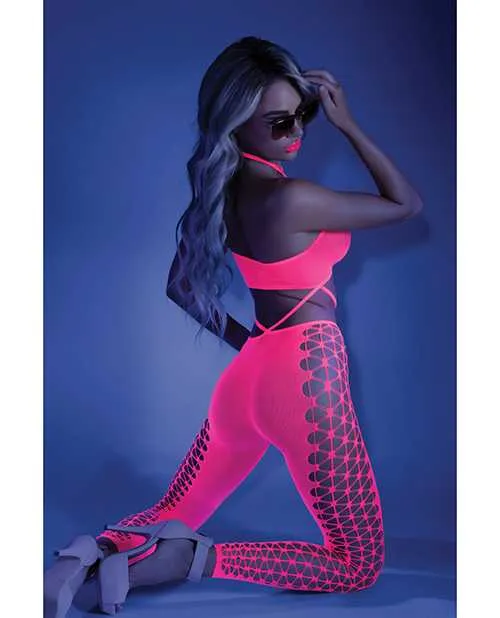 Glow By Fantasy Lingerie Dildos Glow Black Light Cropped Cutout Halter Bodystocking Neon Pink OS Glow By Fantasy Lingerie Dildos Glow Black Light Cropped Cutout Halter Bodystocking Neon Pink OS