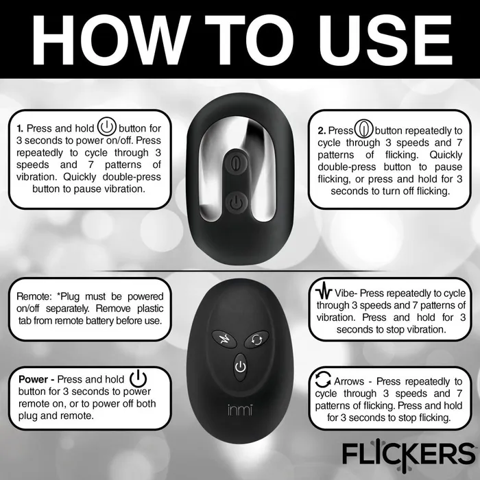 INMI Male Sex Toys Bum Flick Vibrating and Flicking Silicone Butt Plug with Remote