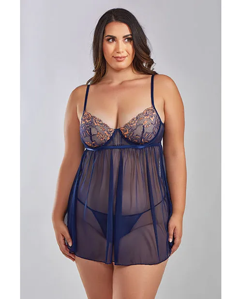 Jennie Cross Dyed Galloon Lace Mesh Babydoll Navy 1X Icollection Lingerie Couples Jennie Cross Dyed Galloon Lace Mesh Babydoll Navy 1X Icollection Lingerie Couples