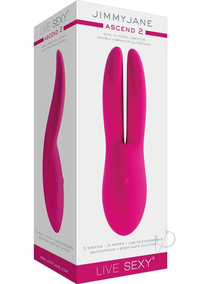 Jimmyjane Live Sexy Ascend 2 Rechargeable Silicone Dual Clitoral Vibrator Pink Jimmyjane Vibrators Jimmyjane Live Sexy Ascend 2 Rechargeable Silicone Dual Clitoral Vibrator Pink Jimmyjane Vibrators