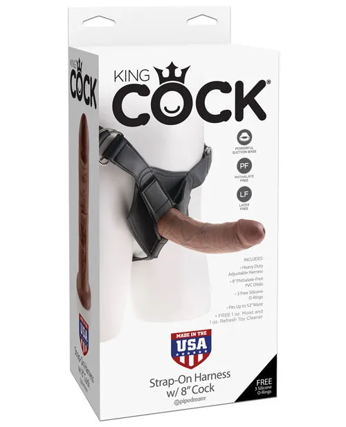 King Cock Female Sex Toys King Cock Strap on Harness with Dildo 8in Chocolate