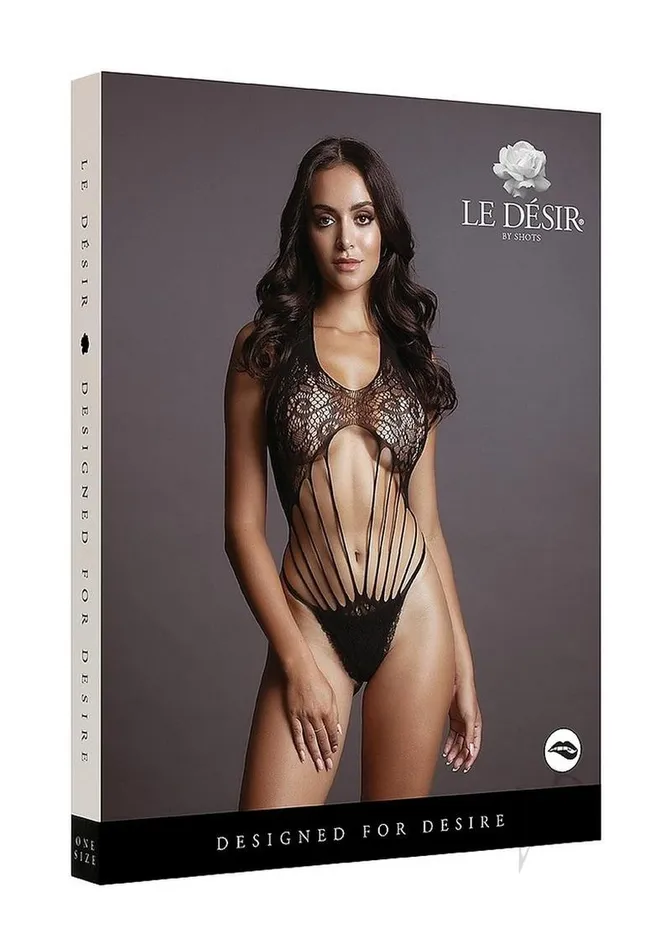 Le Desir Anal Le Desir Strappy Lace Teddy OS Black