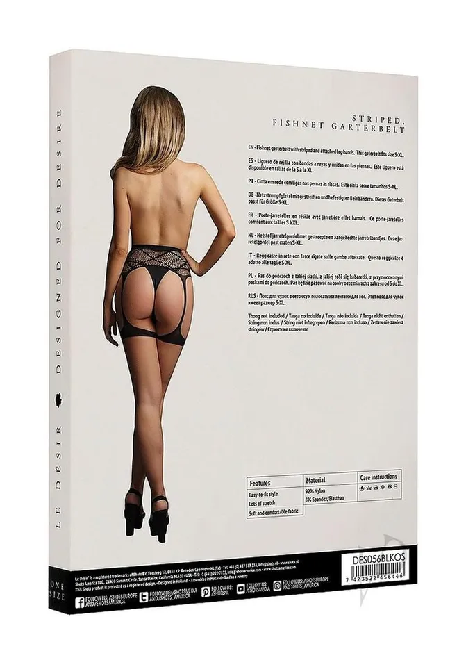 Le Desir Striped Fishnet Garterbelt OS Black Le Desir Anal Le Desir Striped Fishnet Garterbelt OS Black Le Desir Anal