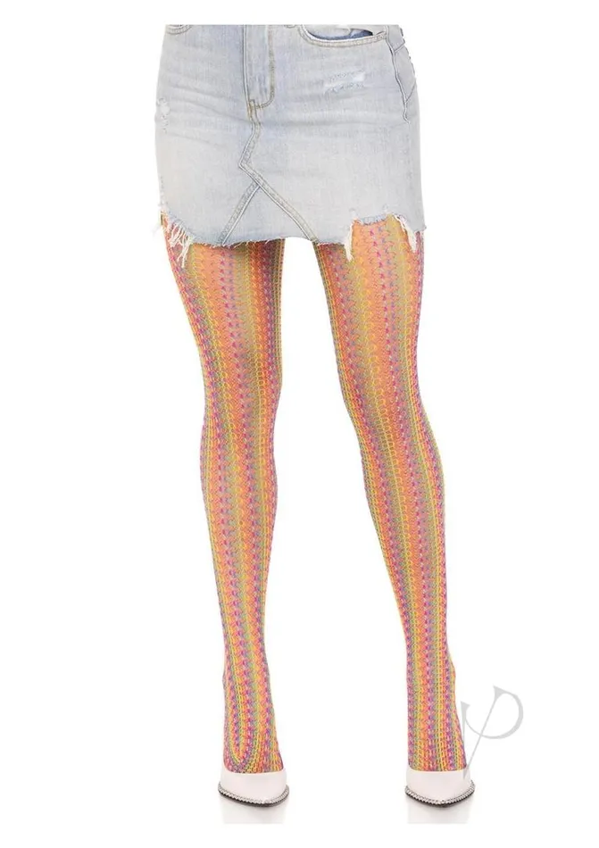 Leg Avenue Anal Leg Aventue Rainbow Crochet Net Tights OS Multicolor