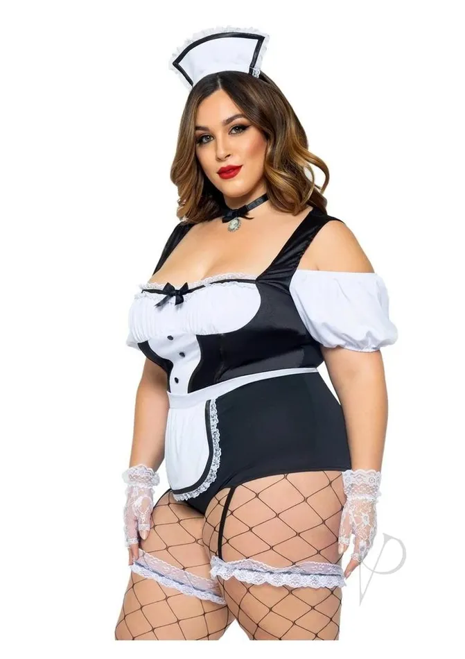 Leg Avenue Couples Leg Avenue Foxy Frenchie Garter Bodysuit with Attached Apron Choker and Hat Headband 3 Piece 1X2X BlackWhite Leg Avenue Couples Leg Avenue Foxy Frenchie Garter Bodysuit with Attached Apron Choker and Hat Headband 3 Piece 1X2X BlackWhite