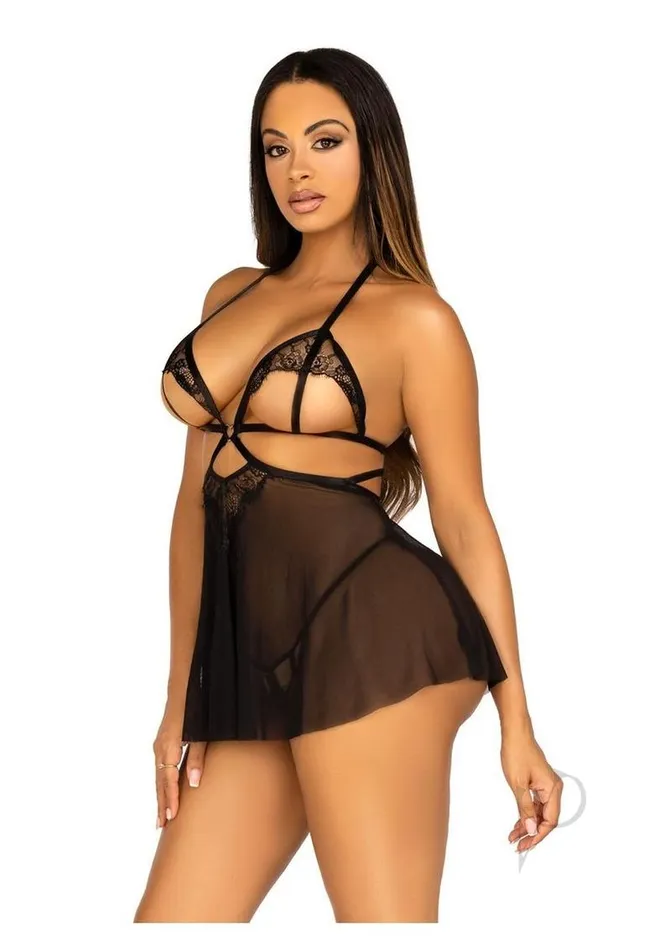 Leg Avenue Male Sex Toys Leg Avenue Open Cup Eyelash Lace and Mesh Babydoll with Heart Ring Accent and Matching Panty Small Black Leg Avenue Male Sex Toys Leg Avenue Open Cup Eyelash Lace and Mesh Babydoll with Heart Ring Accent and Matching Panty Small Black