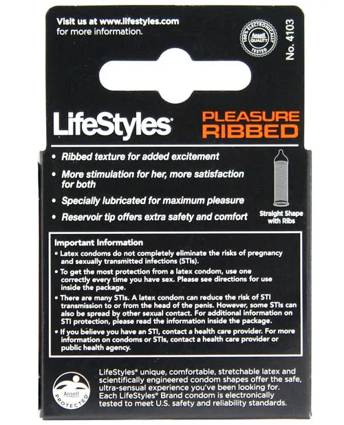 Lifestyles Female Sex Toys Lifestyles Condom Ribbed Pleasure Lubricated 3 Pack