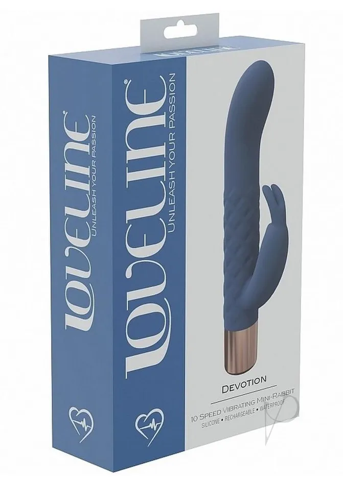 LoveLine Devotion Silicone Rechargeable 10 Speed Mini Rabbit Blue Loveline Vibrators LoveLine Devotion Silicone Rechargeable 10 Speed Mini Rabbit Blue Loveline Vibrators