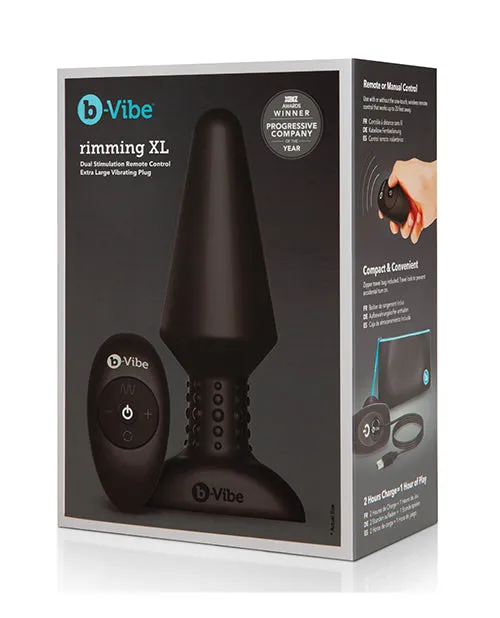 Male Sex Toys B Vibe BVibe Rimming XL Rechargeable Silicone Anal Plug with Remote Control XLarge Black
