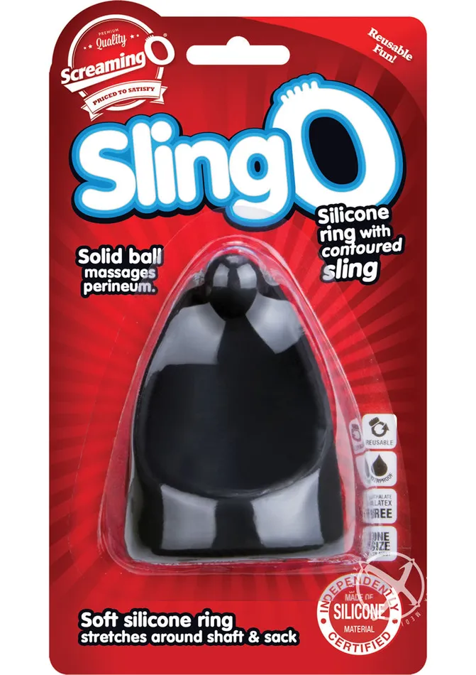 Male Sex Toys Sling O Silicone Ring with Contoured Sling Waterproof Black 6 each per box Screaming O Male Sex Toys Sling O Silicone Ring with Contoured Sling Waterproof Black 6 each per box Screaming O