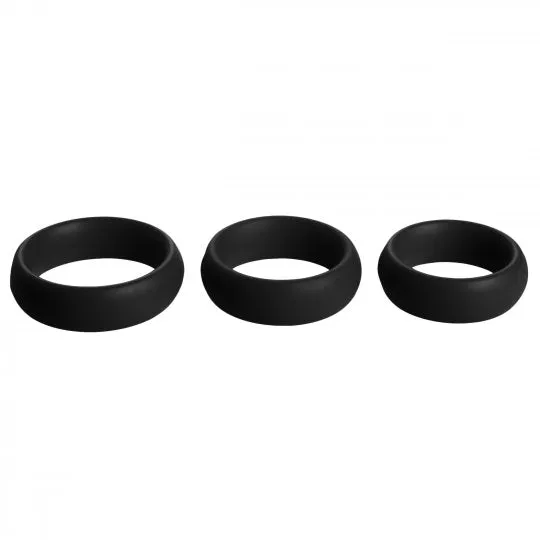 Male Sex Toys Trinity Men 3 Piece Silicone Cock Ring Set Black