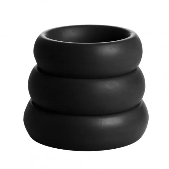 Male Sex Toys Trinity Men 3 Piece Silicone Cock Ring Set Black