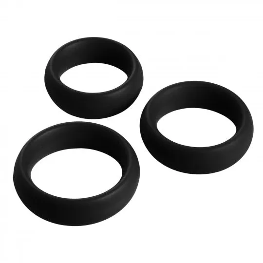 Male Sex Toys Trinity Men 3 Piece Silicone Cock Ring Set Black