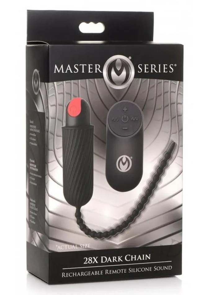 Master Series 28X Dark Chain Rechargeable Silicone Urethral Sounding Chain with Remote Control BlackRed Master Series Male Sex Toys Master Series 28X Dark Chain Rechargeable Silicone Urethral Sounding Chain with Remote Control BlackRed Master Series Male Sex Toys