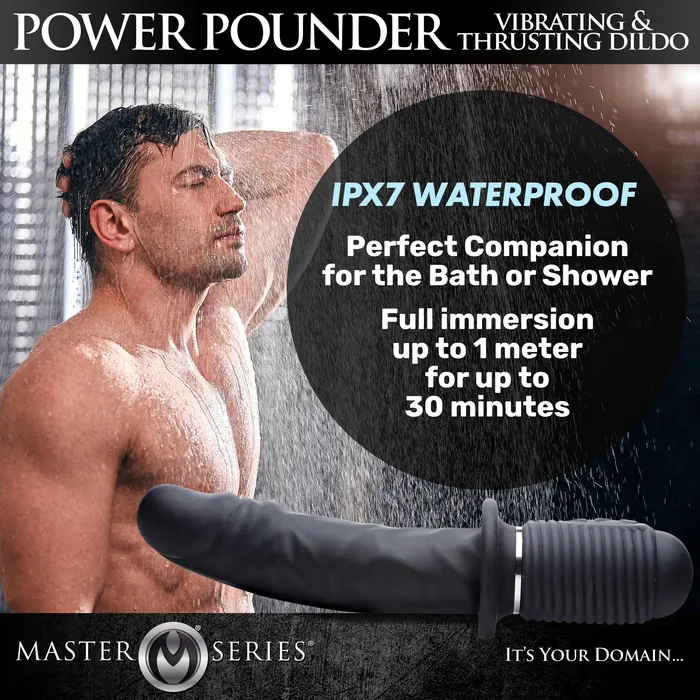 Master Series Anal Power Pounder Vibrating and Thrusting Silicone Dildo Black