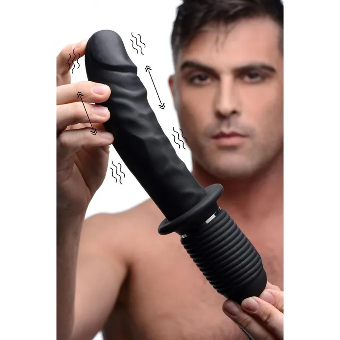 Master Series Anal Power Pounder Vibrating and Thrusting Silicone Dildo Black