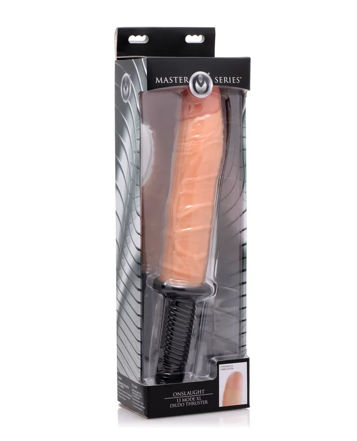 Master Series Dildos Master Series Onslaught XL Vibrating 9in Dildo Thruster Vanilla