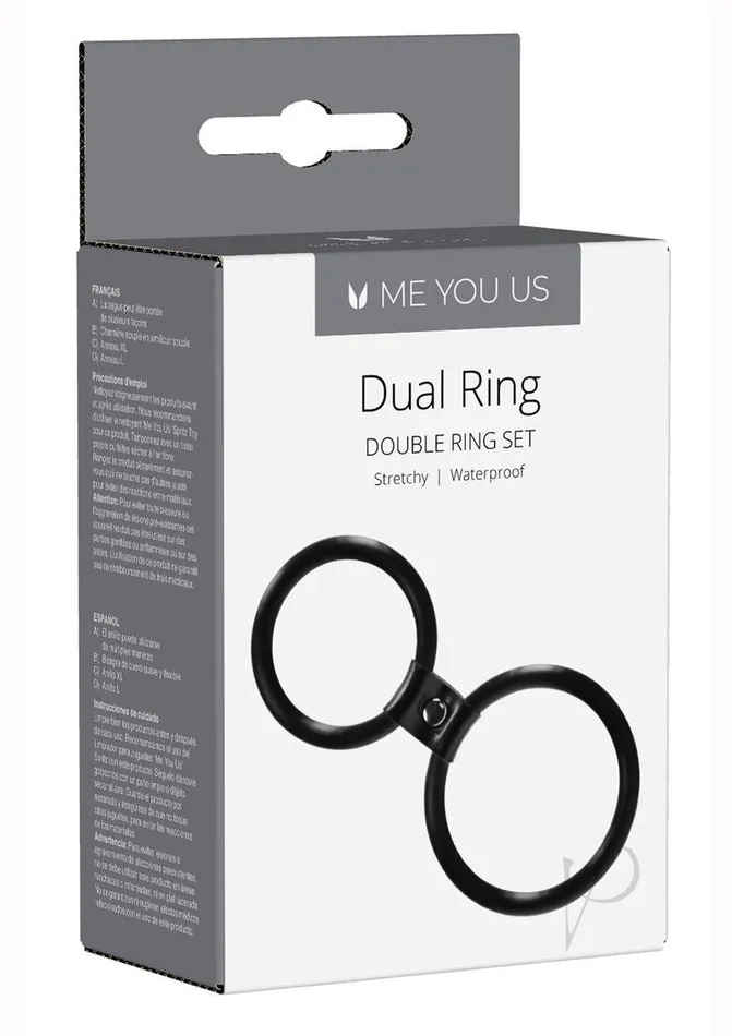 Me You Us Male Sex Toys ME YOU US Dual Ring Silicone Cock Ring Black