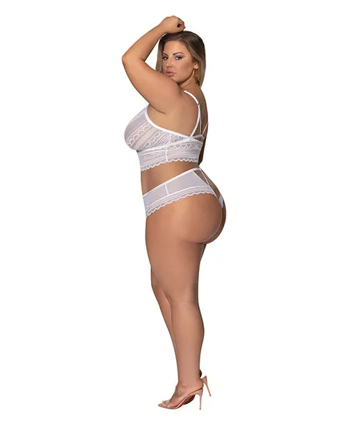 Modern Romance Bralette Cheeky Hipster White 2X Exposed Vibrators
