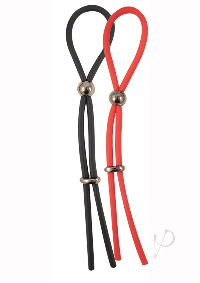 My Cockring Anal My Cockring Adjustable Extreme Cock Tie 2 Per Pack BlackRed