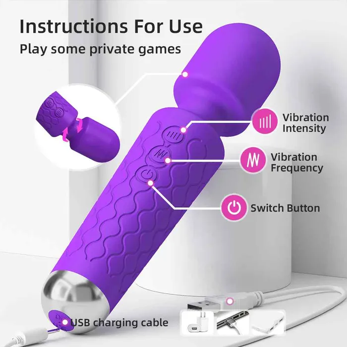 My Store Female Sex Toys 20 Vibrating Patterns Wand Massager